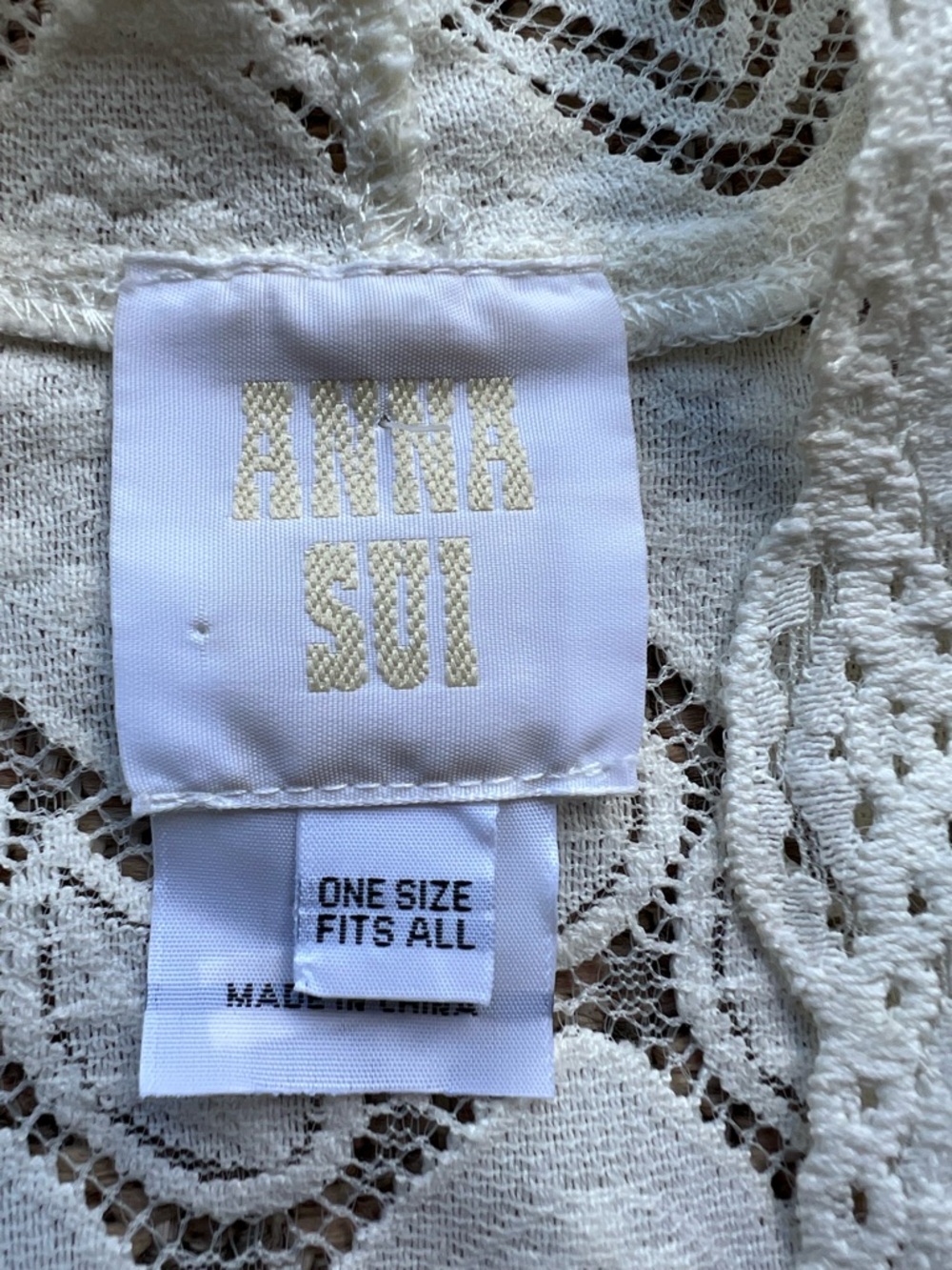 Anna Sui Boho Crochet Lace‎ Fringe Kimono Ivory White One Size - Picture 5 of 8